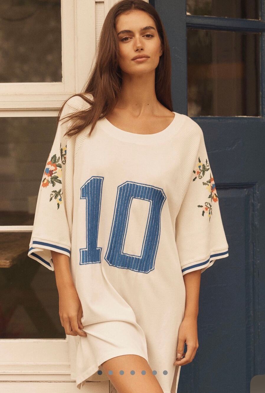 NWT Anthropologie LyreBird Oversized Embroidered Sporty Tee | Size M